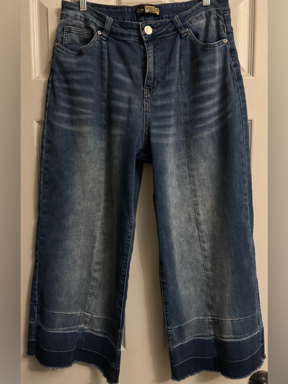 Suzanne Betro Wide Leg Dark Wash Jeans - Blue